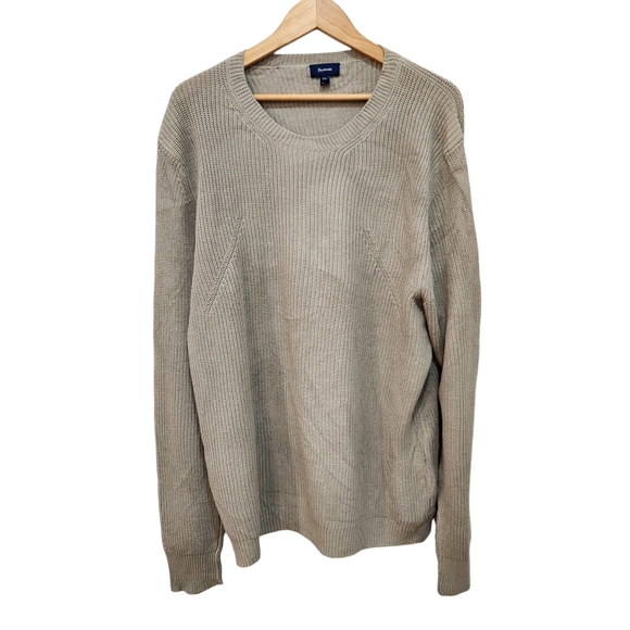 Vintage Faconnable Fisherman Knit Sweater Mens XXL Beige Crew Neck Linen - Picture 1 of 12